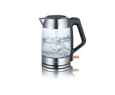 SEVERIN Bouilloire en Verre, 1,7 L, 2 200 W env., WK 3475, Inox/Noir