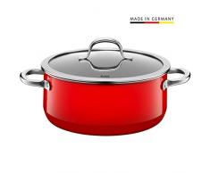 Silit 2101297048 Faitout Bas avec Couvercle, Ãmail, Rouge, 24 cm