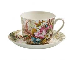 Maxwell & Williams Kilburn Tasse avec sous - Tasse GB, Gobelet à Café/Thé, Midnight Blossom, Ocean Fantasy, Porcelaine, Wk02300