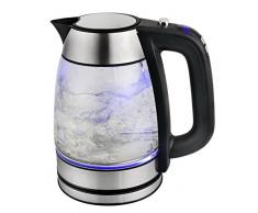 Team Kalorik Bouilloire Ãlectrique sans Fil 1.7 Litre en Verre/Inox (40-100Â°C), Eclairage IntÃ©rieur LED, 2200 W, Filtre Ã Particules, ArgentÃ©/Noir, TKG JK 1040