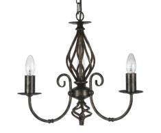 Oaks Lighting Tuscany Lustre 3 lumières Finition noir/or