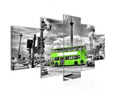 Tableau decoration murale Bus de Londres 200 x 100 cm - XXL Impression sur Toile Salon Appartment 5 Parties - prêt à accrocher - 604751c
