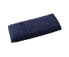 iDesign serviette de bain, petit essuie-mains en coton avec un joli design rayÃ©, serviette de toilette douce et absorbante avec accroche pour lavabo ou WC invitÃ©s, bleu foncÃ©
