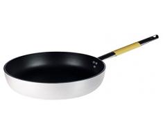 Pentole Agnelli Ligne Cookware System PoÃªle Ã©vasÃ©e Haute Ã Sauter avec Manche Tubulaire INOX Radiant Cool, Jaune volaille 32Â cm Argento/Giallo