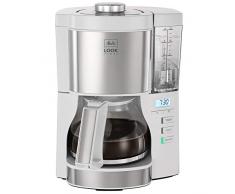 Melitta Look V Timer 1025-07 Cafetière filtre programmable, 10 à 15 tasses, réservoir deau amovible et programme de détartrage, Blanc / Inox