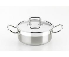 BRA Casserole professionnelle Inox 18/10 avec couvercle 22 Cm