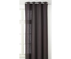 Linder 0517/92/375FR Rideau Toile Aspect Lin Gris Anthracite Oeillets 135 x 260 cm