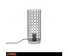 ZONS Lampe À Poser en Métal 14,5xH35cm 4 Couleurs Assorties + Ampoule Edison Noir