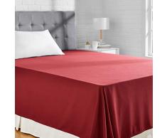 AmazonBasics Drap plane en microfibre, Rouge (Burgundy), 180 x 260 + 10 cm
