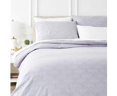 AmazonBasics Parure de lit avec housse de couette en flanelle 200 x 200 cm/65 x 65 cm x 2, Gris gÃ©o