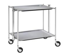 Platex Textable 500250003 Table Roulante 2 Ãtages Gris Métal Chromé