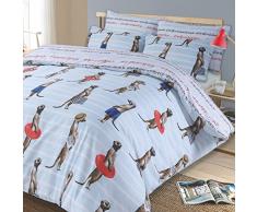Dreamscene Imprimé Animal Suricate Housse de Couette réversible avec taie doreiller Parure de lit, Coton Polyester, Rouge/Blanc/Bleu, King