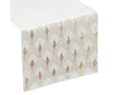 Eurofirany Chemin de Table en Velours Motif géométrique Beige 40 x 140 cm