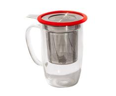 YOKO DESIGN 1495 Mug Tastea, Verre, Rouge, 13 x 12 x 7,5 cm