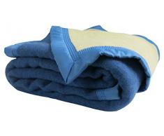 Couverture hiver Premium - 100% pure laine vierge - OUSON - Bleu B0/Ecru A1 - 220 x 240