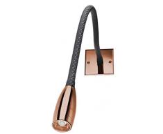 Kos lighting 400112547 LISEUSE Flexible LED Tete Tourn, Acier et Simili Cuir, cuivre et Noire, 8x8x51 cm