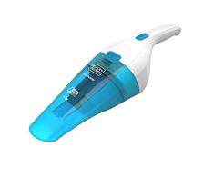 BLACK+DECKER WDC115WA-QW, Aspirateur à main sans fil - 3,6V - Chargeur sur base avec indicateur LED de charge - Brosse et raclette pour le nettoyage, Blanc et Bleu, 385 ml, 7 W, 385 milliliters