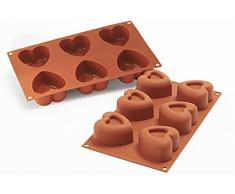 Silikomart 26.124.00.0060 SF124 Moule Forme CÅur Savarin 6 CavitÃ©s Silicone Terre Cuite