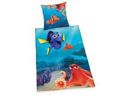 Herding DISNEYS LE MONDE DE DORY Parure de Lit RÃ©versible, Housse de Couette 135 X 200 cm, Taie dOreiller 80 x 80 cm, Flanelle
