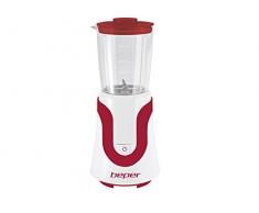 BEPER 90.435H Mixeur 300W 500ml Lame en Acier Inoxydable, 300 W, 0.5 liters, Blanc/Rouge