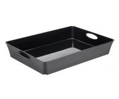 Rotho 11124 Boîte de Rangement Plat, Plastique, Noir, 4,5L