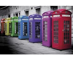 empireposter Poster 737823 Villes Londres â Cabines Téléphoniques Multicolores, Papier, Multicolore, 91,5 x 61 x 0,14 cm