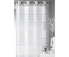 HomeMaison Voilage Fantaisie à Rayures Horizontales, 100% Polyester, Taupe, 140 x 240 cm