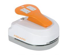 Fiskars Perforatrice Tag Maker 3 en 1 et Åillets- Ticket/Cadre, pour 2 Ã©tiquettes (4.5 x 3.25 cm chacune), Avec 20 Åillets, Acier de qualitÃ©/Plastique, Blanc/Orange, 1020503