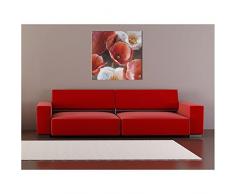 DecoSoon Tableau Peinture Fleurs Rouges et Blanches
