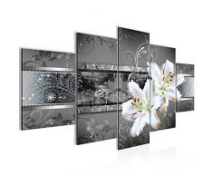 Tableau decoration murale Lys de Fleurs 200 x 100 cm - XXL Impression sur Toile Salon Appartment 5 Parties - prÃªt Ã accrocher - 206951c
