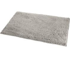 AmazonBasics Tapis de bain antidérapant à poils longs en microfibre, 0,53 x 0,86 m, Platine