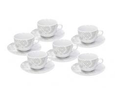 Tognana OM085025588 Lot de 6 tasses avec soucoupes en porcelaine 220 ml