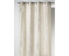 Home Maison 09405-8-AL Voilage Toile Poly/Coton ImprimÃ© avec Oeillets Ronds Ecru/Argent 140 x 260 cm