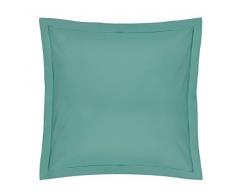 Blanc des Vosges Uni Percale Taie Coton Bleu Canard 65 x 65 cm