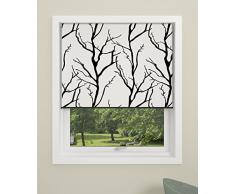 Debel Store occultant Enrouleur 100 % Polyester avec Barre inférieure en Aluminium Arbre Noir/Gris 100 x 175 cm, Tissu, Noir/Blanc, 100 x 175 cm