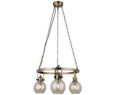 Homemania 1396-52-03 Suspension Pont, Lustre, Pendant, LumiÃ¨re, Cuivre MÃ©tal Verre 55 x 55 x 100 cm