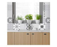 30 Stickers adhésifs carrelages | Sticker Autocollant Carreaux de Ciment - Mosaïque carrelage Mural Salle de Bain et Cuisine | Carreaux de Ciment adhésif Mural - azulejos - 20 x 20 cm - 30 pièces