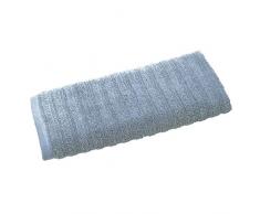 iDesign serviette de bain, petit essuie-mains en coton avec un joli design rayÃ©, serviette de toilette douce et absorbante avec accroche pour lavabo ou WC invitÃ©s, bleu fumÃ©