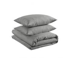 AmazonBasics Parure de Lit 100Â % Coton Ultra-Doux 155 x 200 cm / 50 x 80 cm, Gris cendre