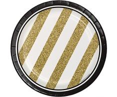 Creative Converting Lot de 8 assiettes Ã dessert en papier de style robuste Noir et dorÃ© 17,8 cm