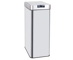 Poubelle de cuisine automatique 90L SILVERLAKE en acier Inox avec cerclage Ouverture papillon grande capacitÃ©