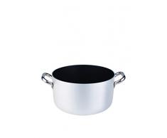 Pentole Agnelli Platinum Casserole Haute en Aluminium, avec 2Â anses en Acier Inoxydable, Argent, 24Â litres