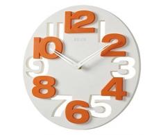 GMMH 8808 Horloge Murale Moderne 3 D pour Cuisine et Salle de Bain Blanc/Orange