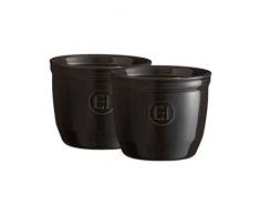 Emile Henry Eh794008 Le N°8 Set de 2 Ramequins Céramique Noir Fusain 8,5 X 8,5 X 7 cm