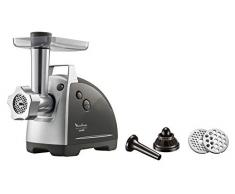 Moulinex Hachoir à Viande HV8 Hachoir Electrique 2200W 2 Grilles de Broyage Accessoires pour Kebbés et Saucisses Argent ME686832