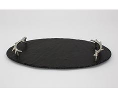 The Just Slate Company Ovale Plateau de Service avec poignées Antler