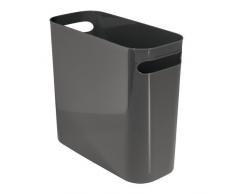 iDesign poubelle cuisine à poignée, petite poubelle en plastique, poubelle de bureau, salle de bain ou cuisine moderne, gris