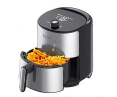 Friteuse électrique sans Huile, friteuse à air Chaud design Inox 4.3L SIROCCO 1500W témoin LED Cuisson rapide écran Tactile LCD Multifonction avec 8 programmes, Recette