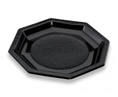 GUILLIN - OCTOPACK ASF185N CARTON DE 400 Assiette Octogonale RÃ©utilisable, Plastique, Noir, 18,5 x 18,5 x 1,8 cm