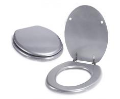 MSV 140301 Abattant WC MDF Argente, INOX, 42,5 x 36,5 x 1,6 cm
